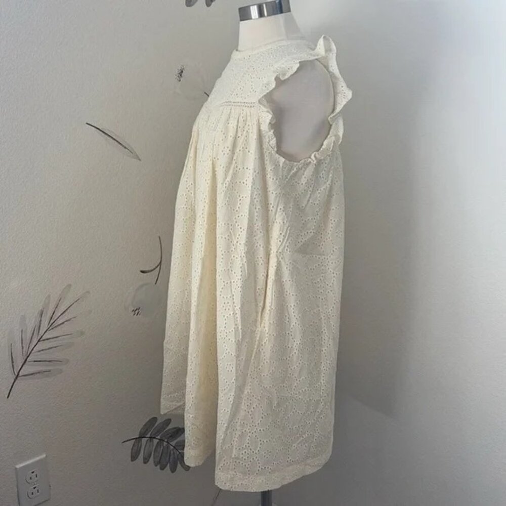 NEW Madewell Eyelet Ruffle-Sleeve Mini Dress M NWT Lighthouse $128 - Picture 4 of 10